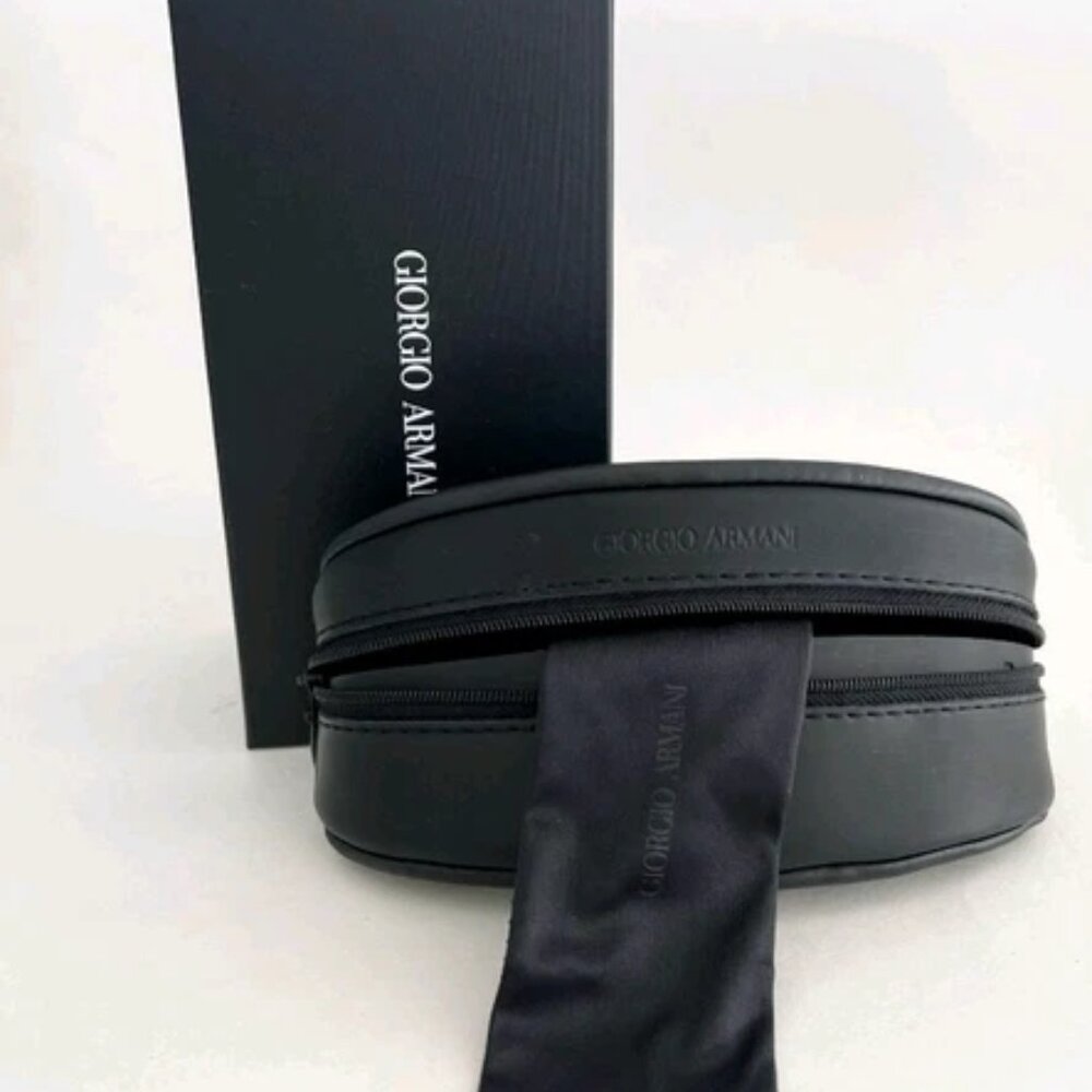 New Giorgio Armani Eyeglasses Sunglasses Soft Case Zipper Black A…